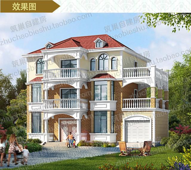 35萬三層別墅全套CAD圖紙（附鏡像圖），帶獨立車庫，比較順應時代的需求