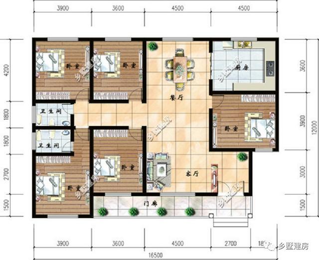 首選一層雙拼農村自建房別墅設計圖，造價只要10萬，一棟二戶，更節約面積和省錢