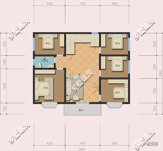 這棟別墅主要是以居住為準，開間12米，進深10米，自己住，住的舒適才好