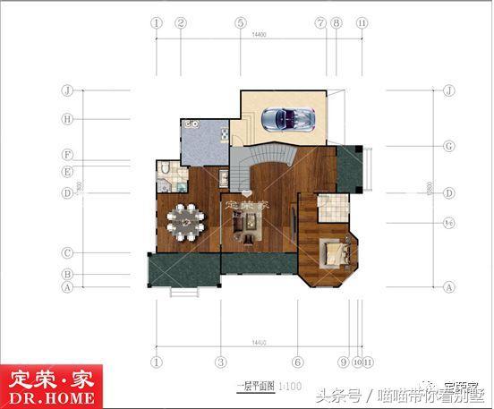 這款帶車庫的農村別墅設計圖介紹給你，不怕車沒地方停了