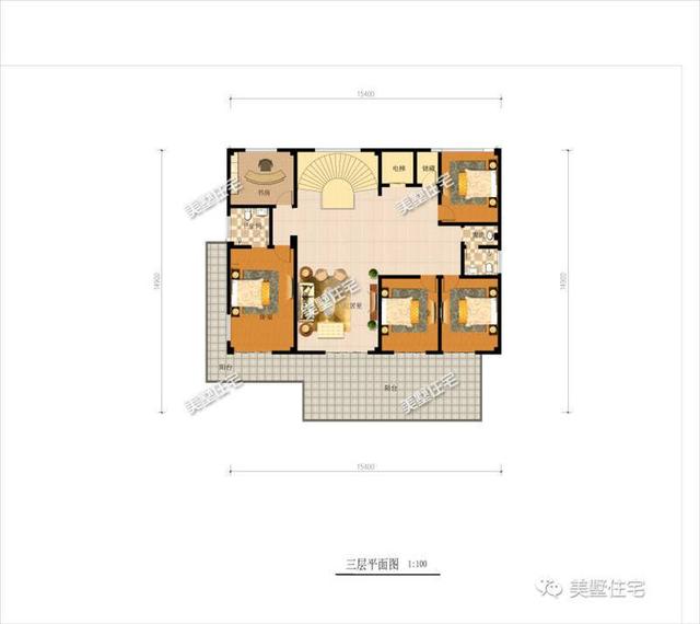 24X19米現代風四層別墅設計圖，帶旋轉樓梯、電梯+車庫，比較符合當代人的審美