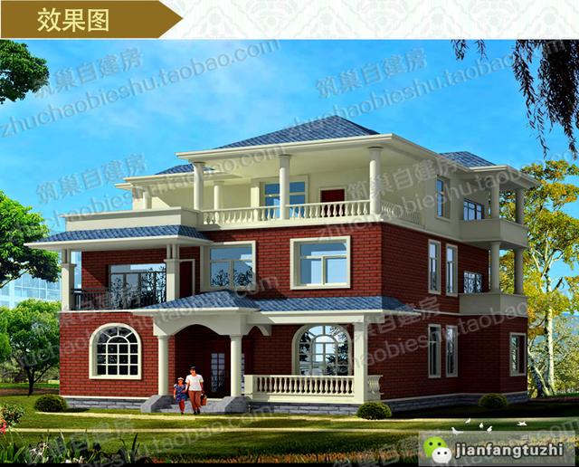 經典農村三層別墅設計圖，四面通風，功能明確