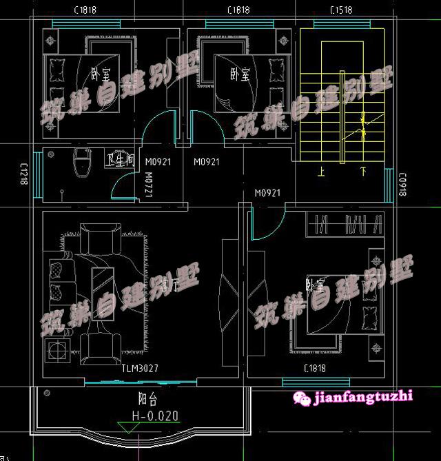 今年新出爐的三層帶大露臺鄉(xiāng)村別墅全套設(shè)計(jì)施工圖效果圖，占地面積不足100平方米