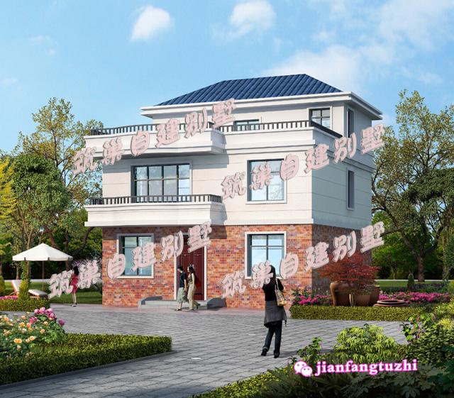 今年新出爐的三層帶大露臺鄉(xiāng)村別墅全套設(shè)計(jì)施工圖效果圖，占地面積不足100平方米