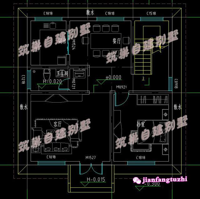 今年新出爐的三層帶大露臺鄉(xiāng)村別墅全套設(shè)計(jì)施工圖效果圖，占地面積不足100平方米