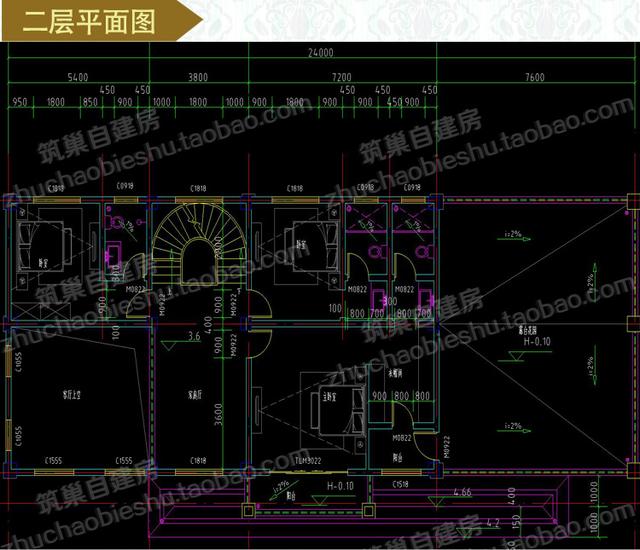 大開間復式三層別墅設計施工圖，帶車庫+露臺花園+落地窗，給人感覺很氣派