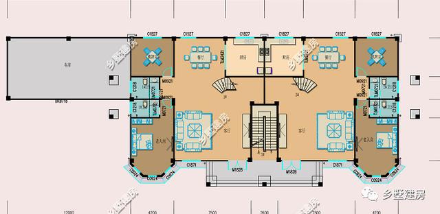 這款雙拼別墅設計圖適合家里有兩個兒子的家庭建造