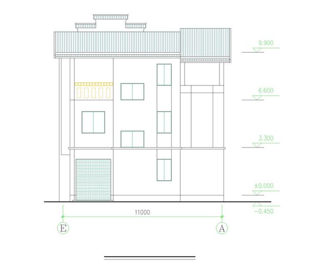 新中式農村三層自建房設計圖紙帶外觀圖，占地110平方米