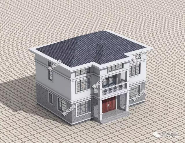 兩層半帶閣樓農村別墅設計圖，在保證美觀的條件下，力求簡約實用