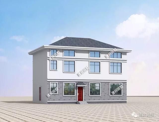 兩層半帶閣樓農村別墅設計圖，在保證美觀的條件下，力求簡約實用