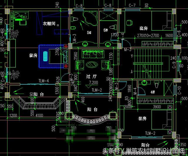 2款四層帶挑空客廳農村別墅設計施工圖，適合家里人口多的大家庭建造