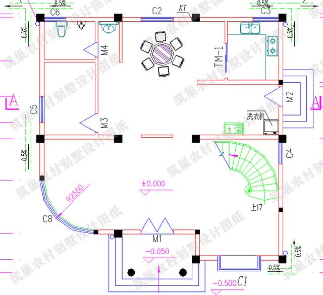 2款四層帶挑空客廳農村別墅設計施工圖，適合家里人口多的大家庭建造