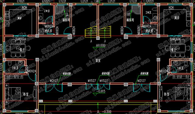 新款大開間帶堂屋農村雙拼三層別墅全套施工圖，適合農村兩兄弟建造