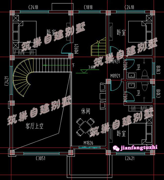 這款帶玄關+半旋轉樓梯+落地窗農村別墅設計，戶型簡約大方，你喜歡么
