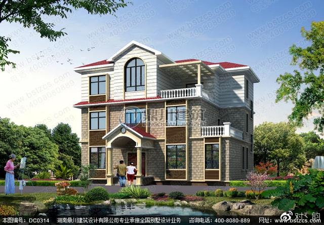 復式三層別墅設計圖 ，外觀淡雅，內部布局好