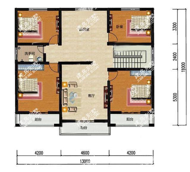 3款二層農(nóng)村別墅設(shè)計(jì)圖，開間13米，款款都精致