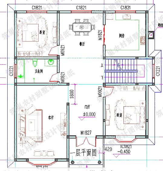 5款二層農村自建房全套設計施工圖，占地面積約170平方米