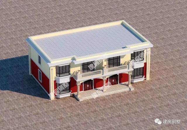 兩層雙拼別墅設計圖，平屋頂帶飄窗，造價很經濟哦