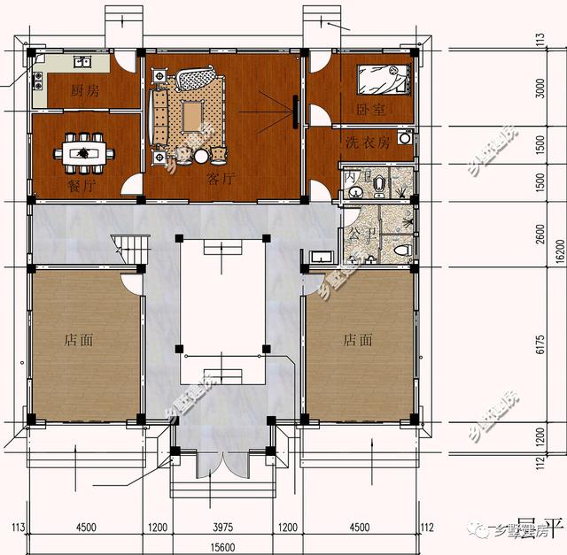 中國風臨街帶商鋪、辦公、住家和出租為一體的別墅設計圖