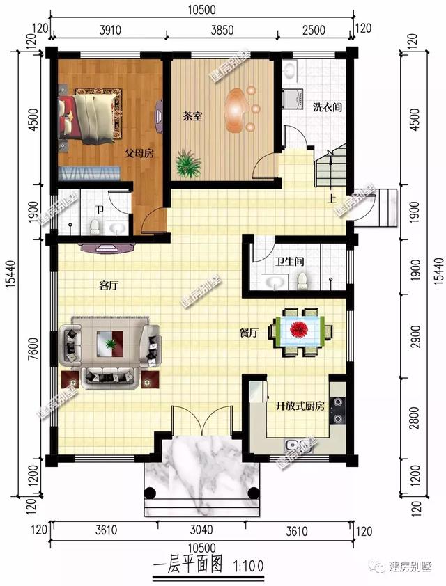 帶大露臺的四層自建房設計圖，既能滿足晾曬的需要，又能提供休閑的平臺