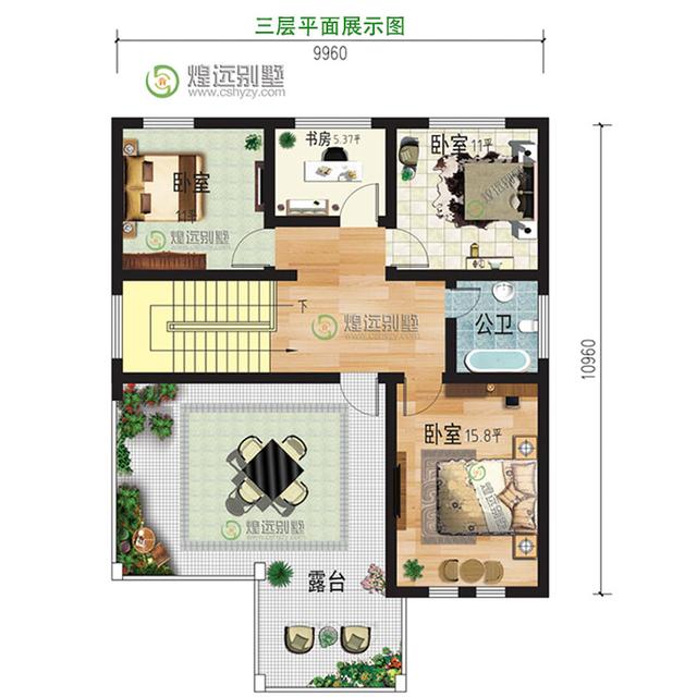 10x11米農村三層別墅自建房，簡歐風情。