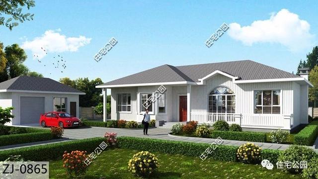 10×18米一層北歐風別墅設計圖，帶車庫，清新自然，布局靈巧方便。