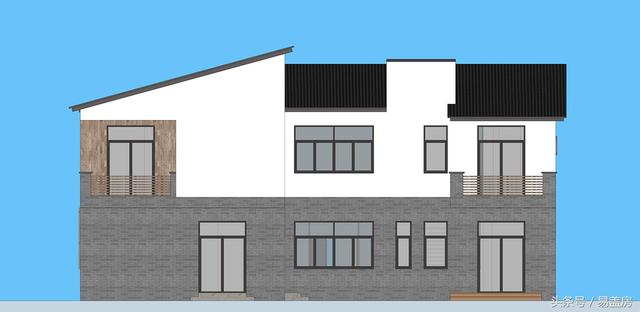 17.9m×12.2m二層新中式別墅設計圖，帶樓梯天井+4大露臺，造價48萬。