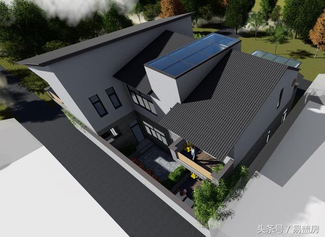 17.9m×12.2m二層新中式別墅設計圖，帶樓梯天井+4大露臺，造價48萬。