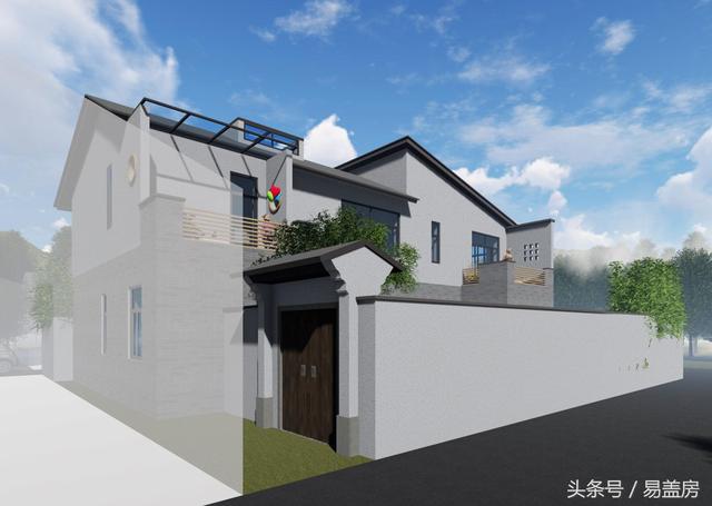 17.9m×12.2m二層新中式別墅設計圖，帶樓梯天井+4大露臺，造價48萬。