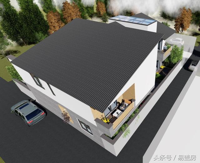 17.9m×12.2m二層新中式別墅設計圖，帶樓梯天井+4大露臺，造價48萬。