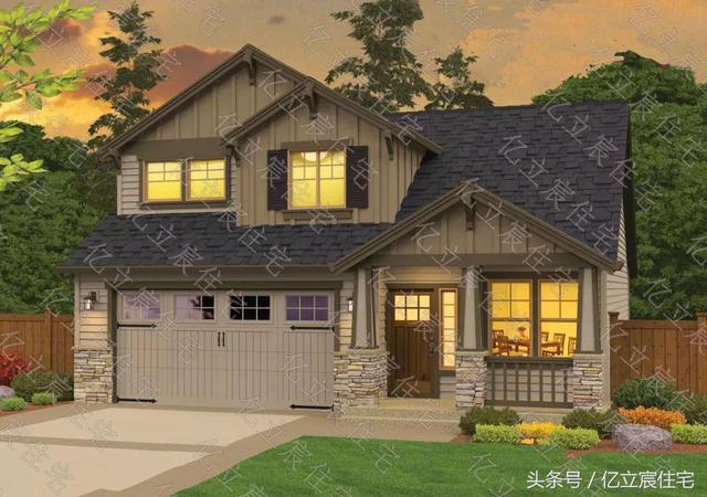 10.5米X11.7米二層精美美式田園風格別墅設計圖，享受悠閑、舒暢、自然的田園生活情趣