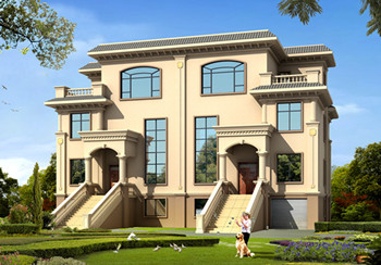 農村兄弟雙拼三層小別墅設計圖紙，帶地下室，帶地下車庫