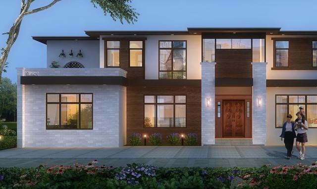 二層現代別墅設計圖，多臥室帶露臺，外觀時尚，建一棟絕對能在村里賺足了面子。