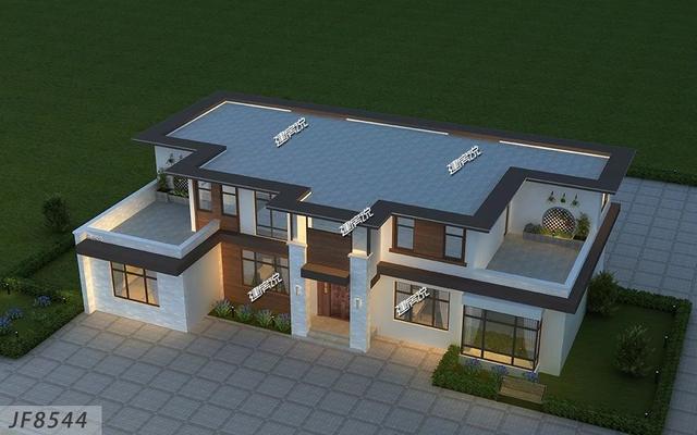 二層現代別墅設計圖，多臥室帶露臺，外觀時尚，建一棟絕對能在村里賺足了面子。