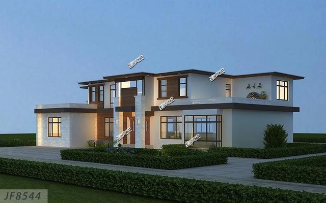 二層現代別墅設計圖，多臥室帶露臺，外觀時尚，建一棟絕對能在村里賺足了面子。