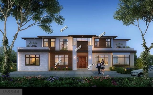 二層現代別墅設計圖，多臥室帶露臺，外觀時尚，建一棟絕對能在村里賺足了面子。