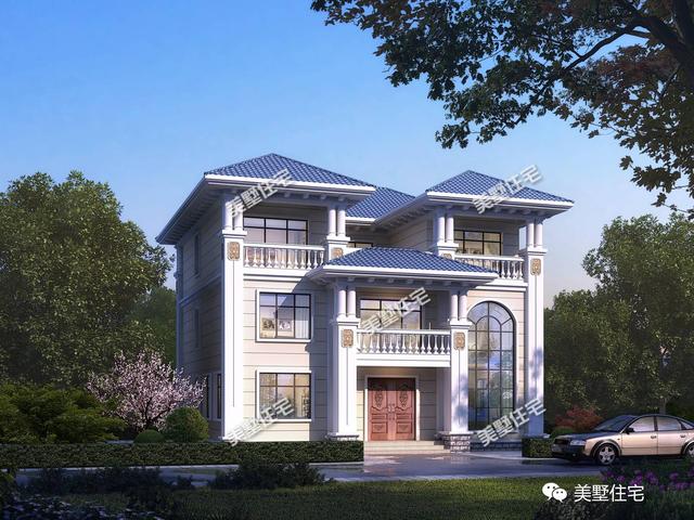 占地約175平米的三層別墅設計圖，戶型方正，外觀清新簡潔，布局實用