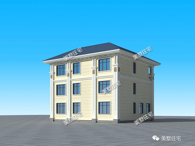 占地約175平米的三層別墅設計圖，戶型方正，外觀清新簡潔，布局實用