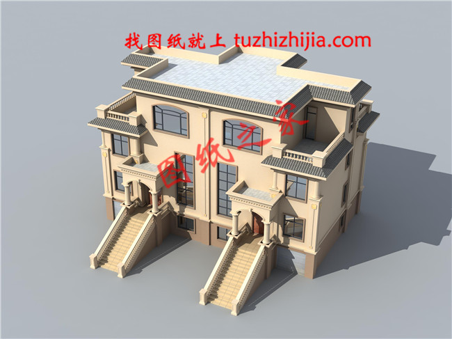 農村兄弟雙拼三層小別墅設計圖紙，帶地下室，帶地下車庫