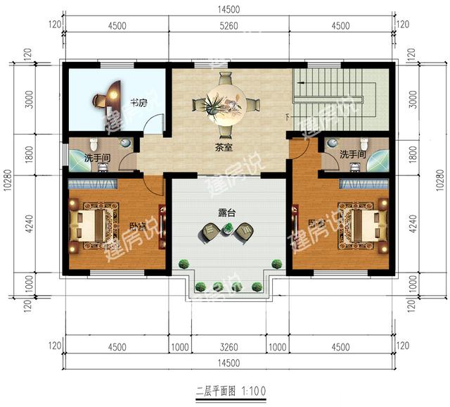 占地138平方米的二層別墅設計圖，實用省錢非常劃算，30萬以內(nèi)。