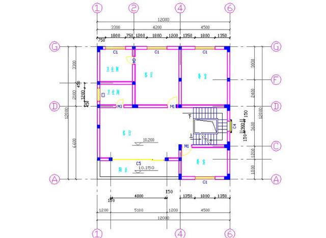 12×12米三層半別墅設計圖，帶車庫+挑空客廳，戶型方正，大氣上檔次，主體造價大概55萬。