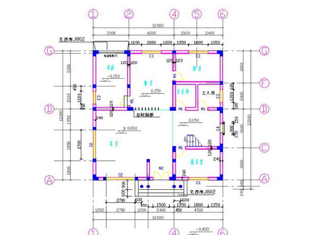12×12米三層半別墅設計圖，帶車庫+挑空客廳，戶型方正，大氣上檔次，主體造價大概55萬。