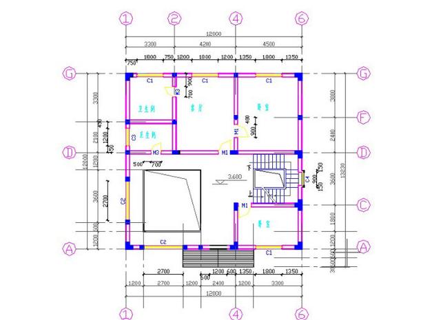12×12米三層半別墅設計圖，帶車庫+挑空客廳，戶型方正，大氣上檔次，主體造價大概55萬。