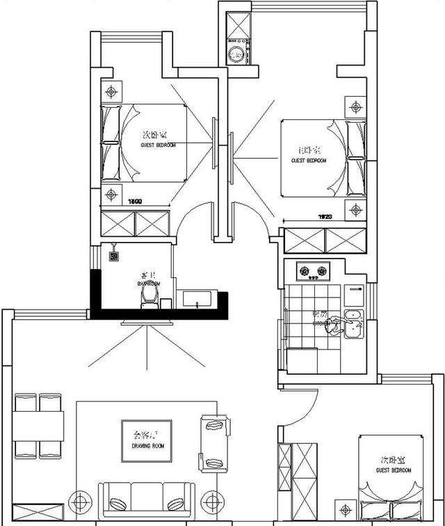 105平三室現代簡約風裝修，全包造價11.5萬，營造一種輕松、自由的環境。