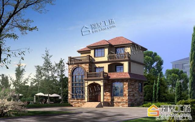 占地120平內的簡歐三層農村自建房，外觀錯落有致，好批審