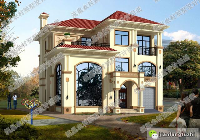 12×12米三層別墅設計圖，帶挑空客廳+車庫+套房，時尚大氣，造價40萬