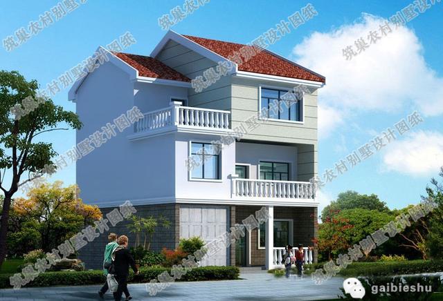 9×11米三層農村自建房，帶車庫，簡單大氣，造價25萬，適合農村自建