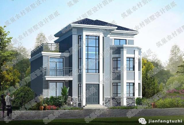 占地80平的三層小戶型別墅設計圖，帶車庫+前后帶露臺，功能齊全，造價20萬