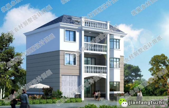 12×11米帶車庫三層別墅設計圖，簡單大氣，35萬以內