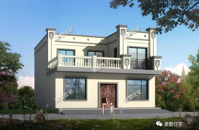 10X14米農村二層平頂別墅設計圖，簡約大方，3室4廳，布局實用造價低。